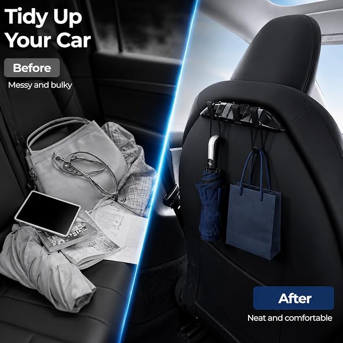 Tesla Model 3/Y Accessories Car Seat Back Hooks and Magnetic Car Phone Holder
