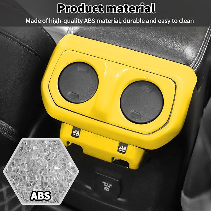 6PCS Interior Trim Kit Fit for 2018-2024 Jeep Wrangler JL JLU & Jeep Gladiator JT,Center Console Rear Outlet Window Switch 4W Drive Gear Shift Cup Holder Trim Cover(Yellow)