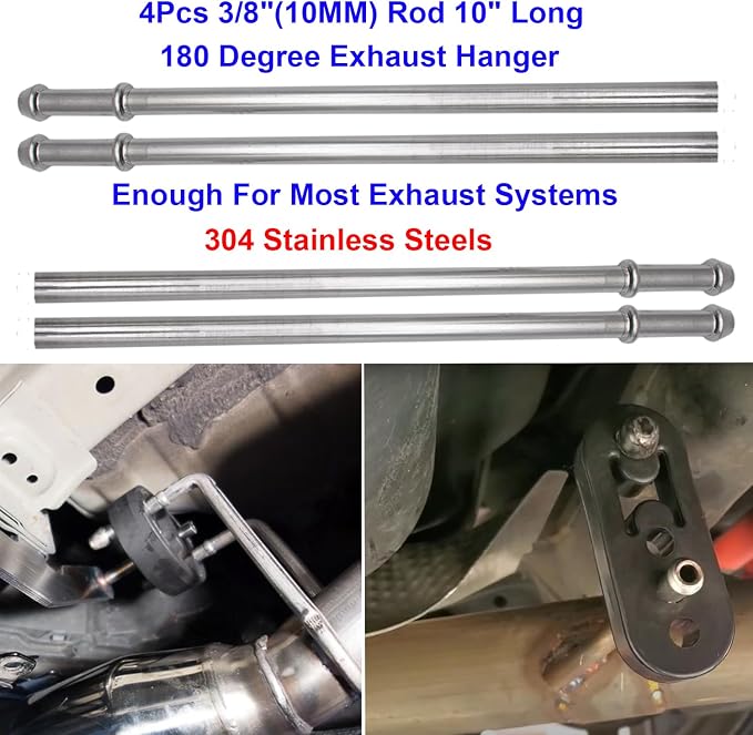16PCS Exhaust Hanger 304 Stainless Steel 3/8"(10MM) Rod Rubber Hanger Set