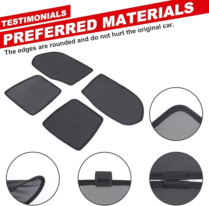 Window Shade Compatible with 2020-2025 L@nd Rover Defender 110, Breathable Mesh Side Window Screens Shade Cover for Baby, UV Rays Protection Sun Shade Blocker (Trunk Windows 4Pcs)