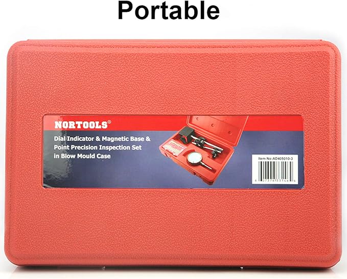 Dial Indicator with Magnetic Base 0-1.0" & Point Set Dial Test Indicator 0.001" Precision Measuring Gauge Tools Kit， Magnetic Dial Indicator Base Holder with Fine Adjustment