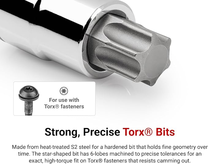 TEKTON Torx Bit Socket Set with Rail, 9-Piece | SHB92107