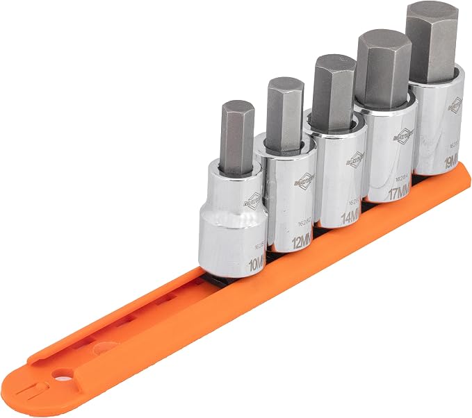 Mayhew Tools 16020 Metric Hex Socket Bit Set, Chrome Plated, 5-Piece