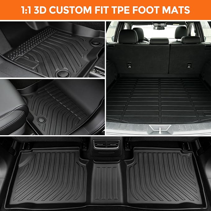 Floor Mats for Ford Escape Hybrid & Plug-in Hybrid 2020-2026 (Not for Gas), Custom Fit Heavy Duty TPE All Weather Protection, Waterproof Non-Slip Black(Two-Row Floor Mats & Cargo Liner)