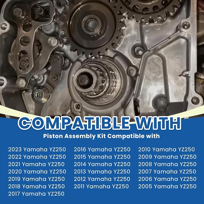 1P8-11630-00-00 Piston Assembly Kits Compatible with 2005-2024 Yamaha YZ250 YZ250X Complete Top End Piston Kit with Gaskets "B"