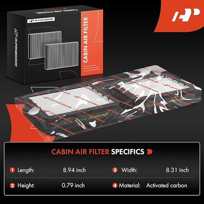 A-Premium 2-PC Cabin Air Filter w/Activated Carbon Compatible with Mercedes-Benz E300 1996-1999, E320 1996-1997, E420 1997, E430 1998-2002, E320, S500, S430, S600, CL500, CL600, E55 S55 CL65 CL55 AMG