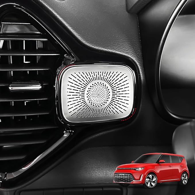 2PCS Dashboard Tweeter Speaker Covers Trim Compatible with Kia Soul 2020-2026 Accessories Stainless Steel (Silver)