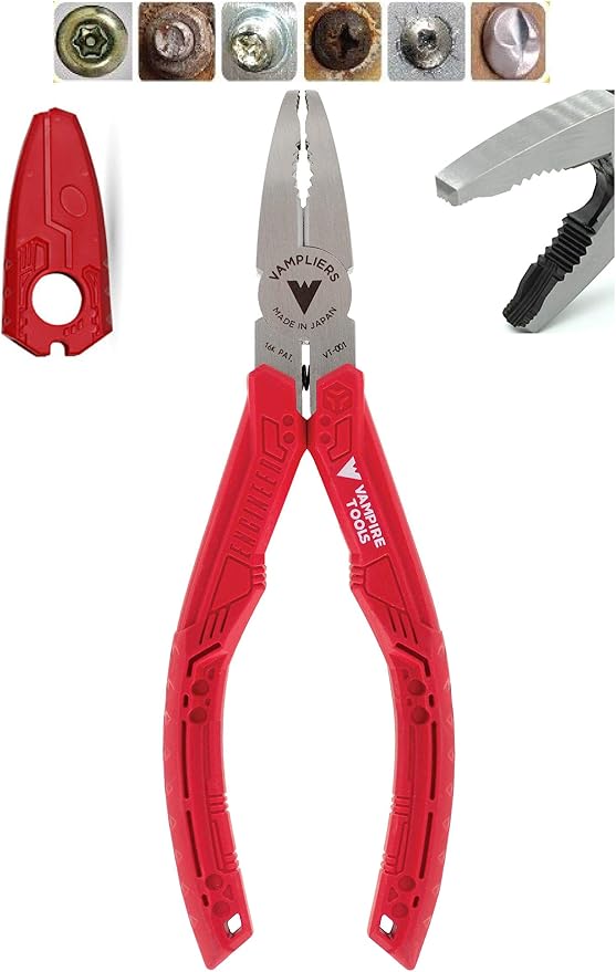 VamPLIERS 6.25" Screw Extraction Pliers + Vampire Tools' Recessed Screw Extractor with 2-in-1 Bit Set