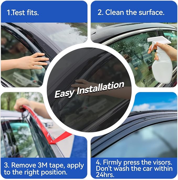 Window Visors Rain Guards for 2009-2018 Ram 1500 Crew/Mega Cab, 2010-2025 Ram 2500 & 3500 CrewCab Window Vent Wind Deflectors Visors Shades