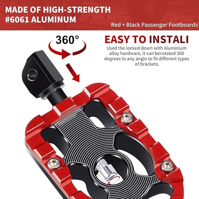 Universal 10mm Highway Passenger Footpegs/Footrests + Rear Passenger Foot Peg Mount Bracket for for Harley Touring/Street Glide/Electra Glide/Road King/Road Glide