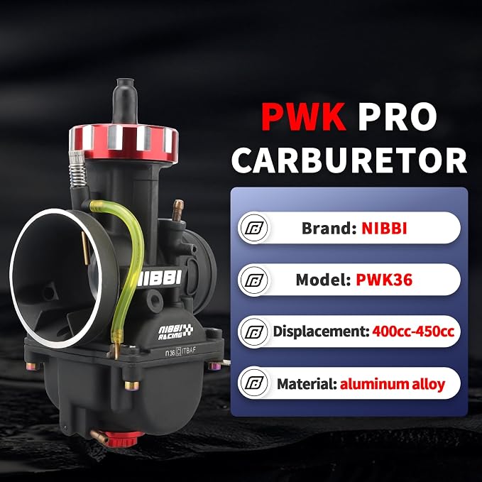 NIBBI Carburetor PWK 36mm Motorcycle, 400cc-450cc Power Carb With Carb Jets, Fit GY6 Engine Dirt Bike Mini Bike SSR TTR Apollo HAWK250 TaoTao ATV