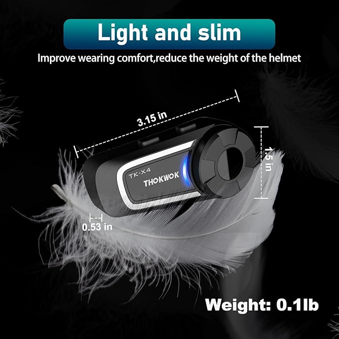 TK-X4 Motorcycle Bluetooth Headset, 6 Riders 2000m Helmet Group Intercom with Bluetooth 5.4/Music Share/Top-Tier Noise Reduction/HiFi Stereo Sound,Universal Communication System Headphones(2 Pack)
