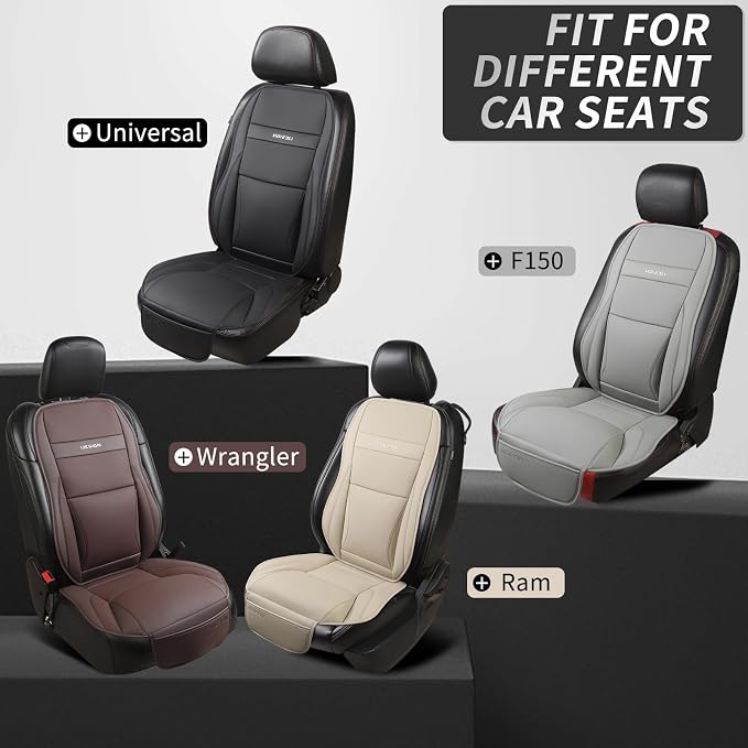 Car Seat Cover Protector for Front Seats – Waterproof, Breathable Faux Nappa Leather, Airbag Compatible, Dual Support for Waist & Legs, Universal Fit for Sedans, SUVs, Pickups (2pcs, Brown)