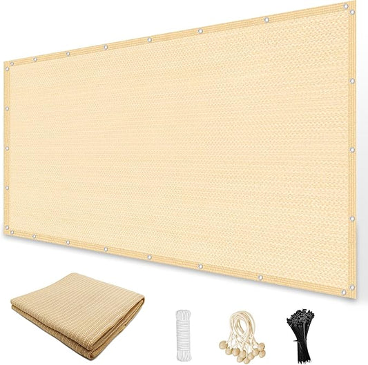 Amagenix Sun Shade Cloth Privacy Screen with Grommets 90% Sunblock Shade, Pergola Replacement Shade Cover Canopy for Outdoor Patio Garden,10' x 12', Wheat
