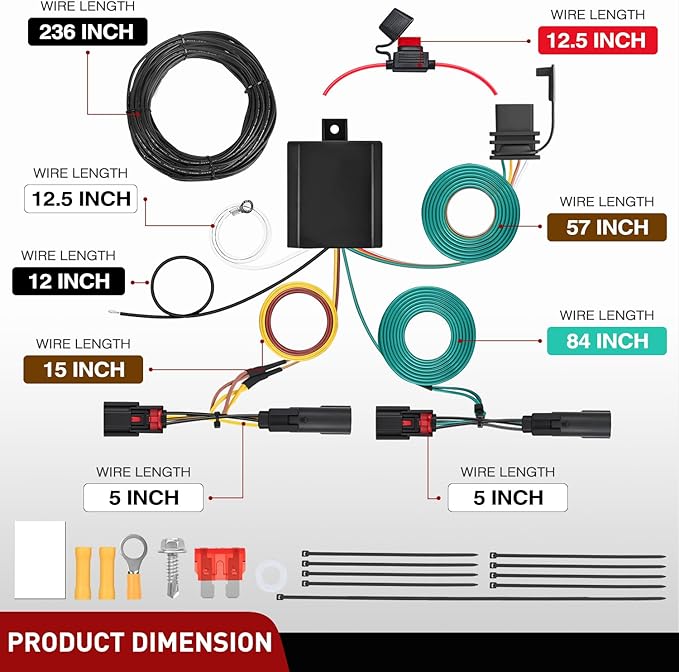 Nilight 4 Pin Trailer Wiring Kit 56327 Vehicle Standard 4 Way Connector Custom for 2015 2016 2017 2018 2019 2020 2021 2022 2023 2024 Ford Transit-150, Transit-250, Transit-350, E-Transit Hitch