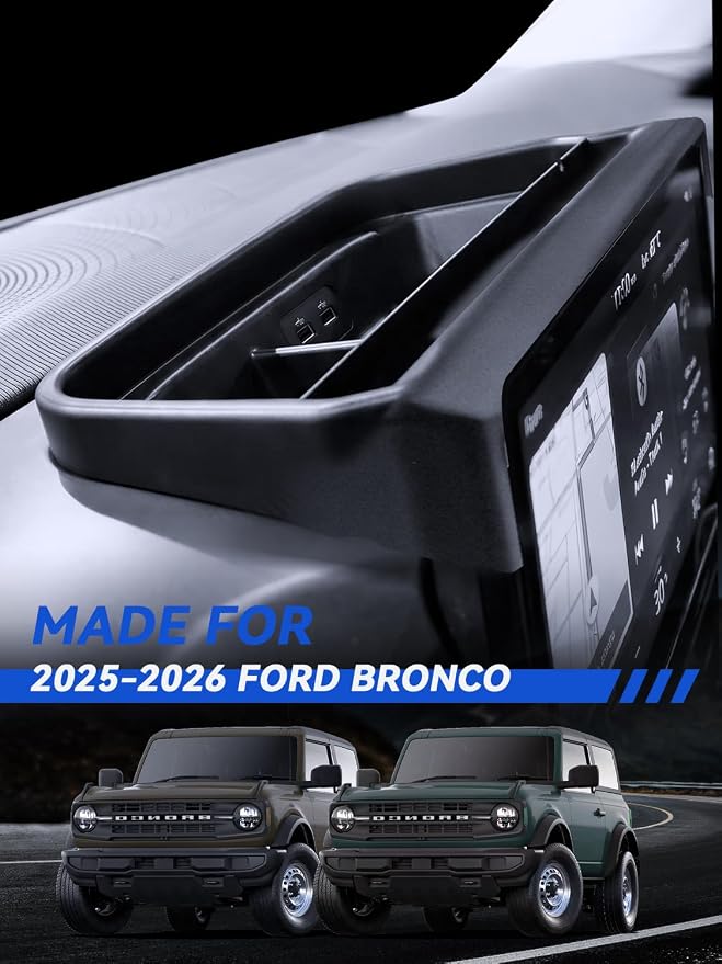 for Bronco Dashboard Console Organizer 2025-2026 Ford Bronco Sport Accessories Behind Screen Organizer Storage Box Console Dash Tray
