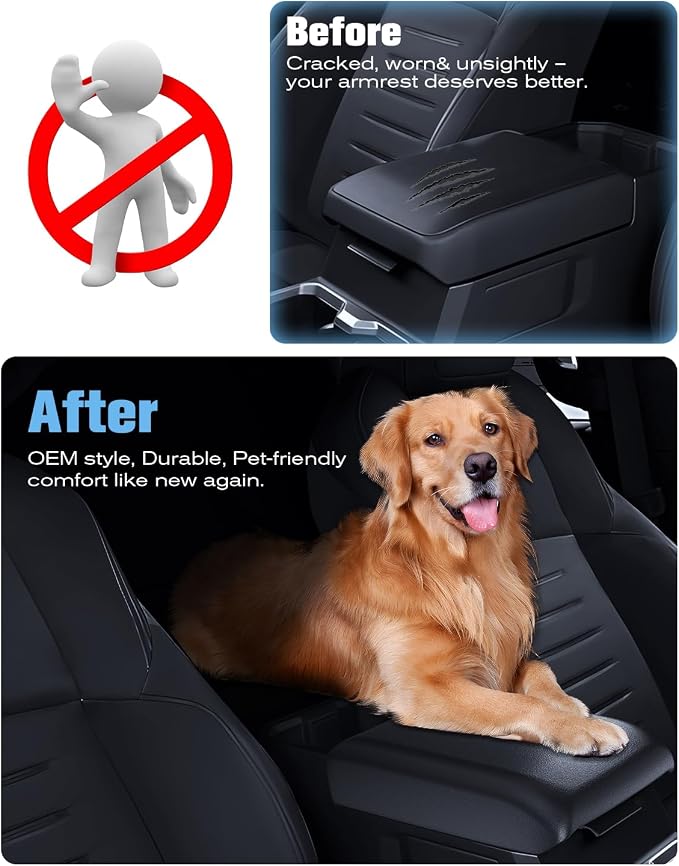 For 2024~2026 Toyota Tacoma (4th Gen Tacoma) 2-in-1 Silicone Center Console Armrest Cover& Armrest Hidden Privacy Tray - [OEM Design& Friendly Liquid Silicone Rubber] - Thin Black