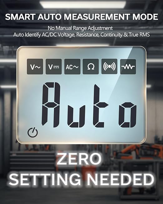DM202 Mini Multimeter, 4000 Counts True RMS Auto-Ranging, NCV, Voltage/Current/Resistance/Continuity, Data Hold Backlight, Portable Pocket Meter for Auto Home Electrical Test