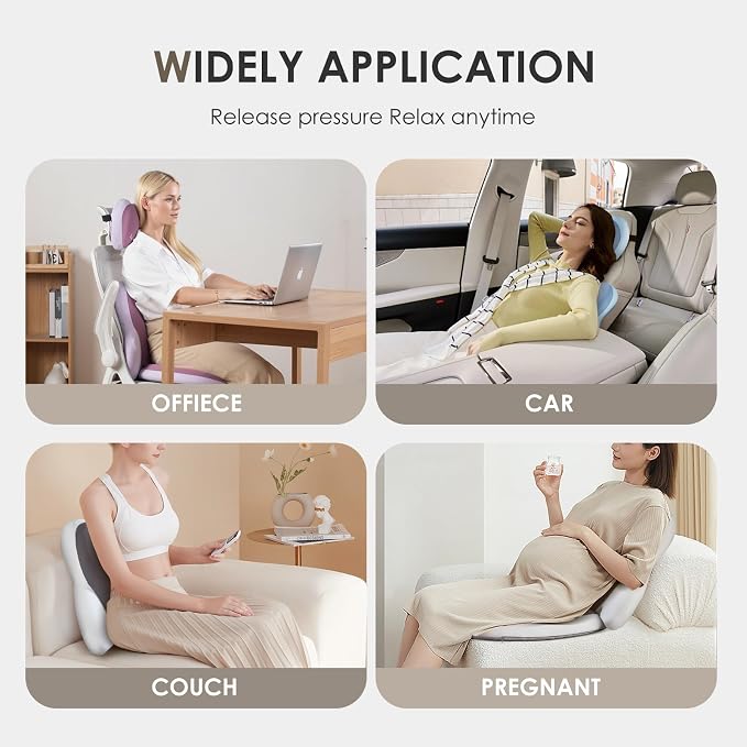 FLORICH Car Seat Cushion and Back Support for Car Ultrathick Memory Foam Office Chair Cushions with Lumbar Support Pillow for Sciatica & Back & Tailbone Pain Relief (Grey)