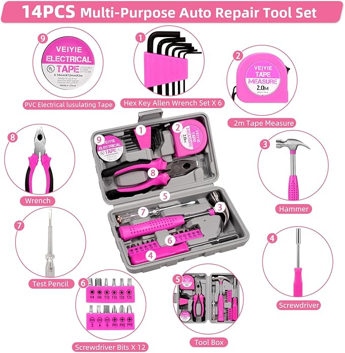 20Pcs Roadside Emergency Car Kit with Jumper Cables, Car Safety Kits, Car Safety Roadside Assistance Kit Headlamp,Tow Strap, Tool Kit, Road Trip Assistance for Men, Women, New Driver Gifts