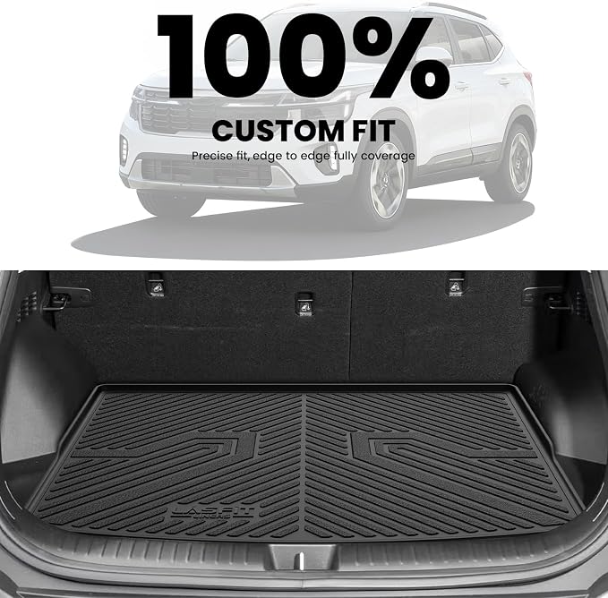LASFIT Cargo Mat for Kia Seltos 2021-2026 (Only Fit with Cargo Floor in the Lower Position), All Weather TPE Custom Fit Car Trunk Mat Cargo Liners Accessories, Black