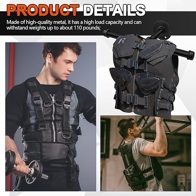 Yaocom Weight Vest Hanger Wall Mount Heavy Duty Tactical Gear Police Vest Holder Motorcycle Helmet Rack Stand for Gym Home Garage Train Armor Breastplate Backpack Organizers