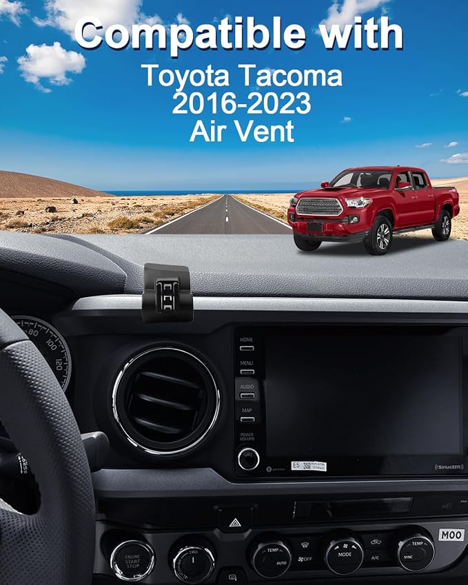 PZK Car Phone Mount for Toyota Tacoma 2016 2017 2018-2022 2023 Accessories Custom Air Vent Phone Holder Magnetic 15W Fast Wireless Charger Hands Free 360° Rotation Cell Phone Automobile Cradles