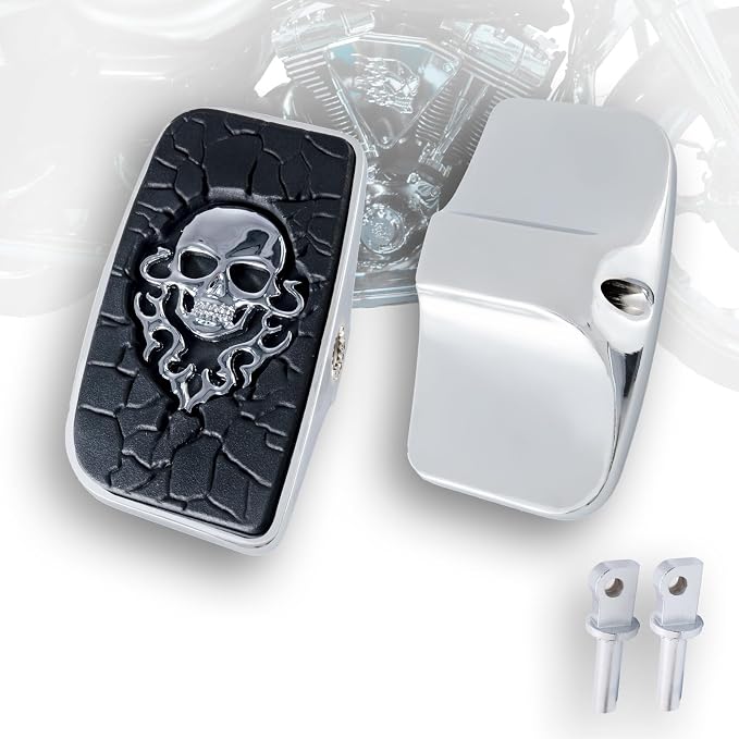 Driver Footpeg Passenger Peg Floorboard Footboard for Harley Sportster Forty-Eight Seventy-Two Special Custom XL1200V XL1200C (Chrome, Metal Skull)
