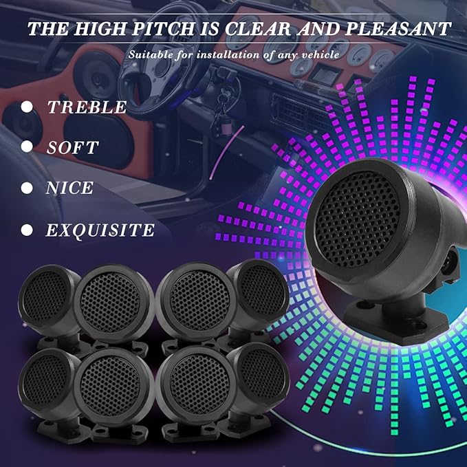 FERCAISH 8 Pcs 500W Car Speaker, TP-006A High Power Stereo Car Tweeter, Vertical Round Easy to Install Speakers for Surface Mounting on Truck and Boat