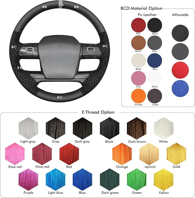 MEWANT Hand Sewn Steering Wheel Cover Wrap for Volvo VNL VNR FM FH 2017-2025 Steering Wheel Accessories for Volvo FM