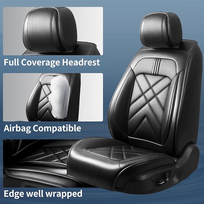 4Runner Car Seat Covers Custom Fit for Toyota 4Runner 2003-2026, Premium Full Coverage Leather Automotive Seat Protectors, All Seasons Waterproof Breathable, Airbag Compatible (Full Set, Black)