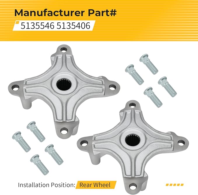 M MATI Rear Left & Right Hubs w/Bolts for Polaris Sportsman 400 300 2008-2010 H-awkeye 300 4x4 2x4 2006-2011 5135546 5135406