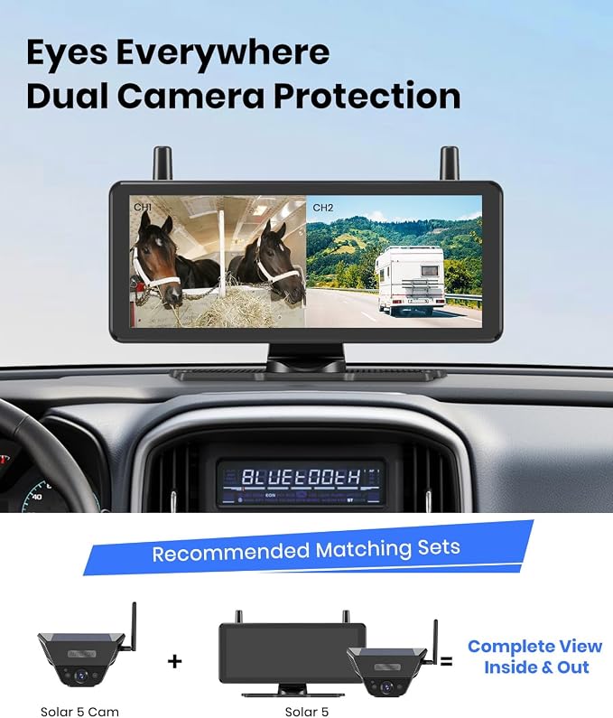 AUTO-VOX Wireless Backup Camera Solar Magnetic:1-Min Easy Installation,Super IR Night Vision,Compatible with Solar3A Plus / Solar5 A/B Rear View Camera for Car,Truck,Trailer-(Single Cam)