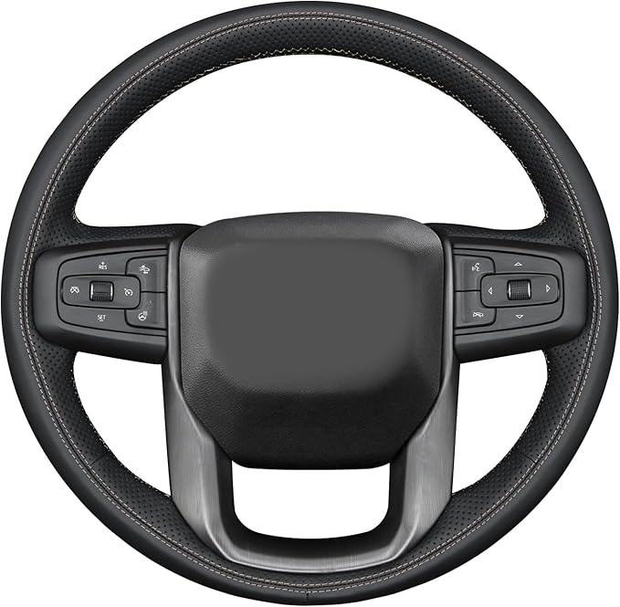 MEWANT Hand Stitch 3D Style Steering Wheel Protector Wrap Cover for GMC Sierra 1500 2019-2023/Sierra 1500 Limited 2022/Sierra 2500 2020-2024/Sierra 3500 2020-2024/Yukon 2021-2023