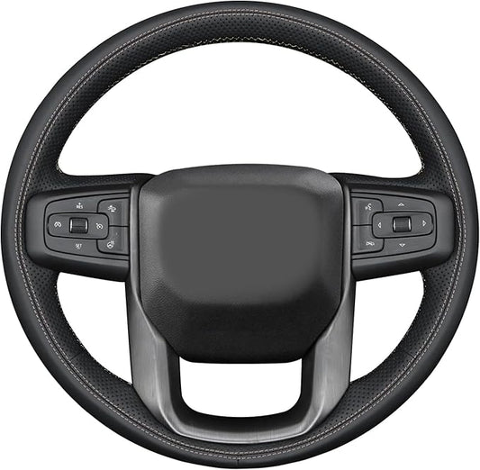 MEWANT Hand Stitch 3D Style Steering Wheel Protector Wrap Cover for GMC Sierra 1500 2019-2023/Sierra 1500 Limited 2022/Sierra 2500 2020-2024/Sierra 3500 2020-2024/Yukon 2021-2023