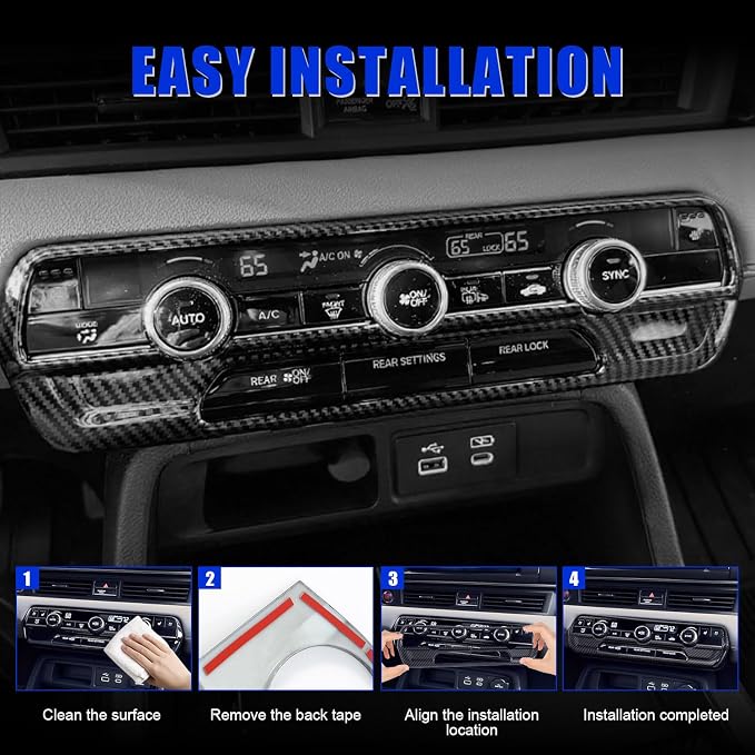Carbon Fiber Gear Shift Panel Cover & Center Console Panel Cover Compatible with 2023-2026 Honda Pilot