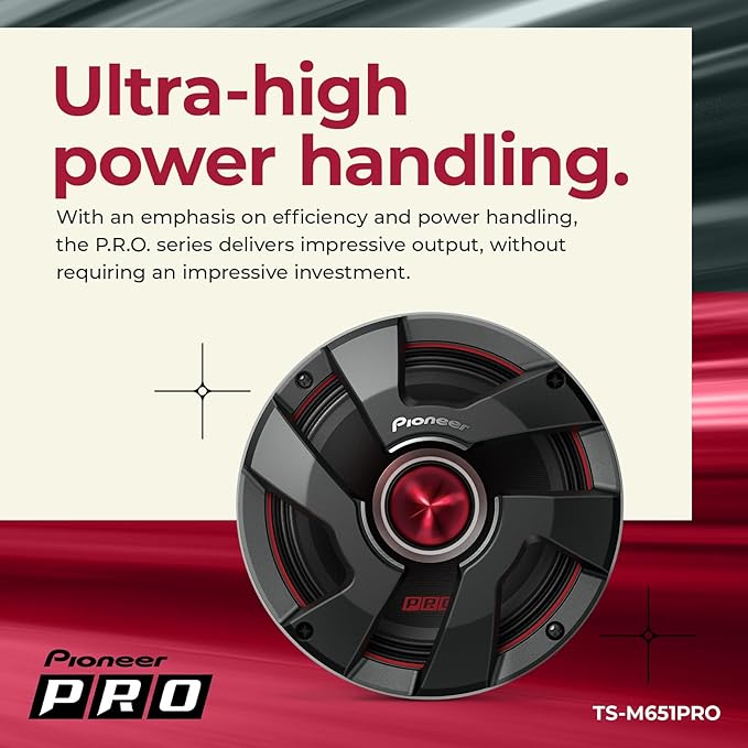 PIONEER P.R.O. Series TS-M651PRO 6.5” Speakers (Pair) – 300W Max, Perfect for high-SPL Builds and pro-Level car Audio