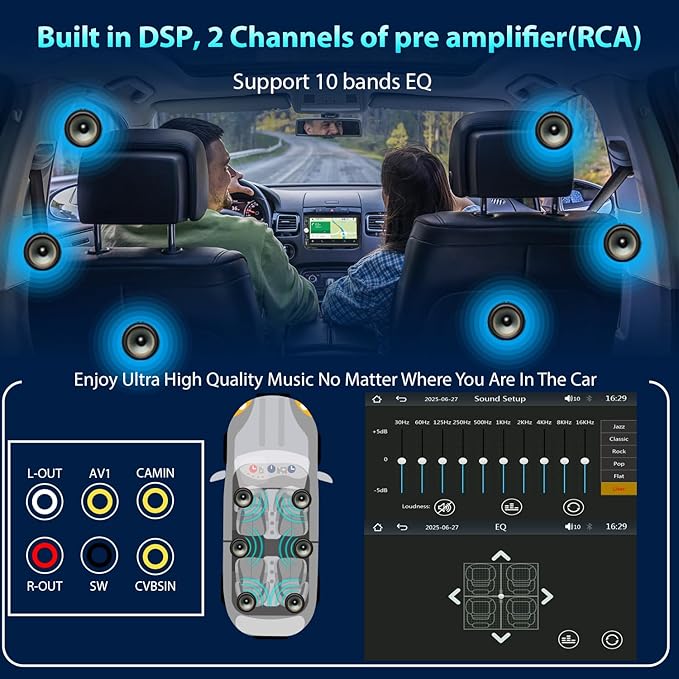Double Din Car Stereo Bluetooth Compatible with [Wireless] Apple CarPlay/Android Auto 7“ Touchscreen AM/FM Radio Type-C USB (2.1A Fast Charge) Backup Camera