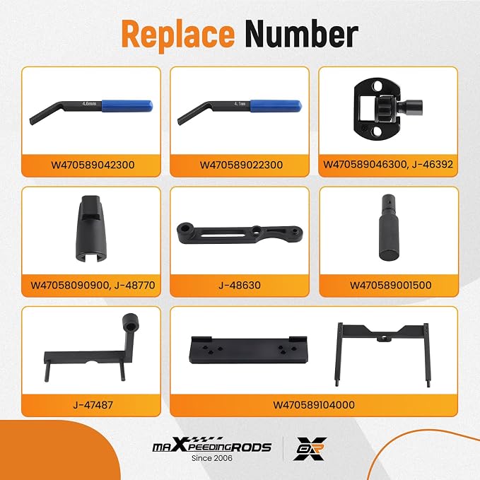 maXpeedingrods For Detroit Diesel DD15 DD16 Engine Brake Adjustment + Camshaft Timing Tool + TDC Locating Pin + Barring Tool + Fuel Line Socket, Replace# W470589104000 W470589001500, 9PCS