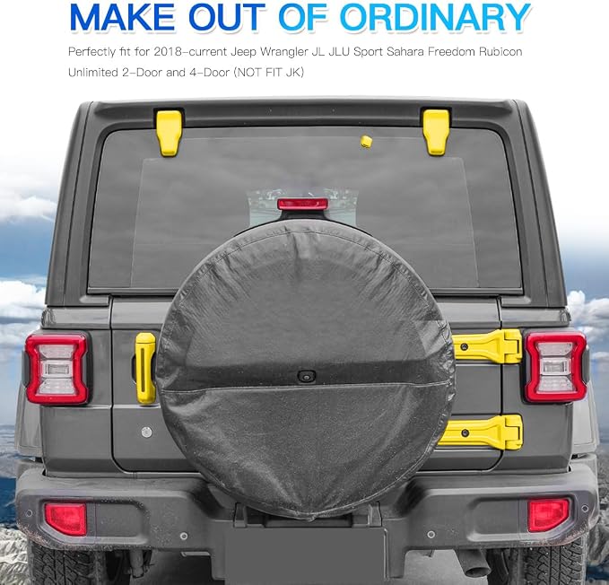 Barong for Jeep Wrangler JL JLU 2018-2025 Accessories Exterior Decoration Door Hinge Handle Engine Hood Hinge Hood Latch Wheel Eyebrow Side Air Outlet Rear Window Hinge Cover 26PCS Full Set(Yellow)