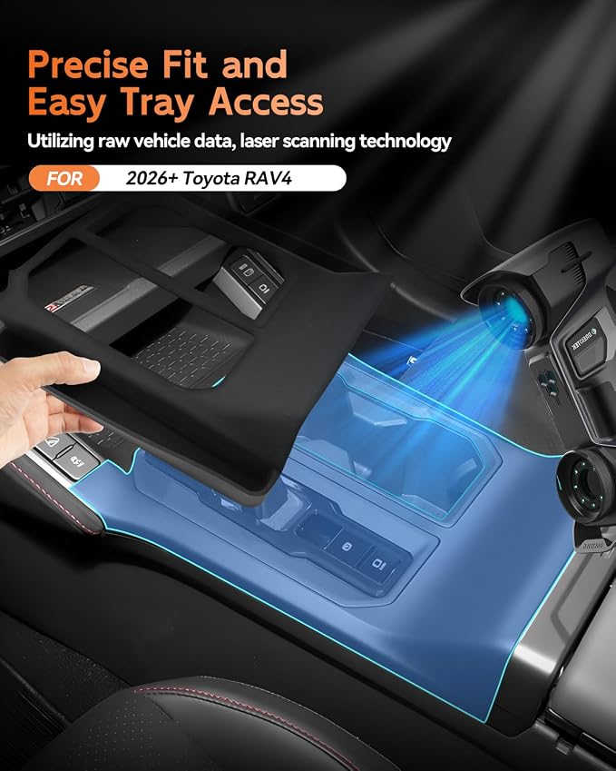 for 2026 Toyota RAV4 Gear Shift Panel Cover with Side Pocket Storage Silicone Shifter Console Protector with Organizer Pouch 6th Gen RAV4 (LE/XLE/SE/XLE Premium/Woodland/XSE) Accessories