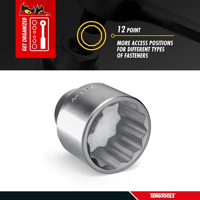 Teng Tools 60MM 1 Inch Drive 12 Point Metric Shallow Chrome Vanadium Socket | Mechanic Tool | Hand Tool - M110560