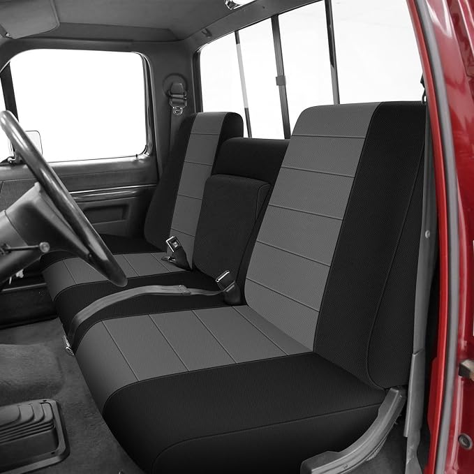 Truck Seat Cover Compatible with 1987-1991 Ford F150 Front Bench with Opening Armrest and Molded Headrest