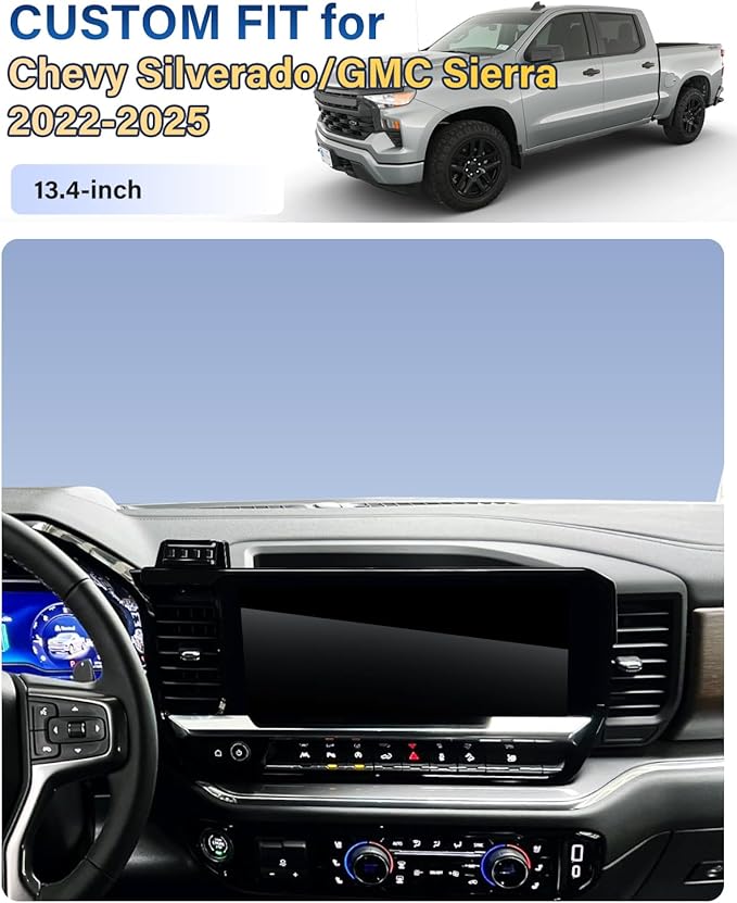 Phone Mount for 2022-2025 Chevrolet Chevy Silverado/GMC Sierra 1500 Accessories 13.4-inch Screen Fixed Clip, Car Magnetic Phone Holder for MagSafe, Magnets Fast Wireless Charger Cell Phone Base