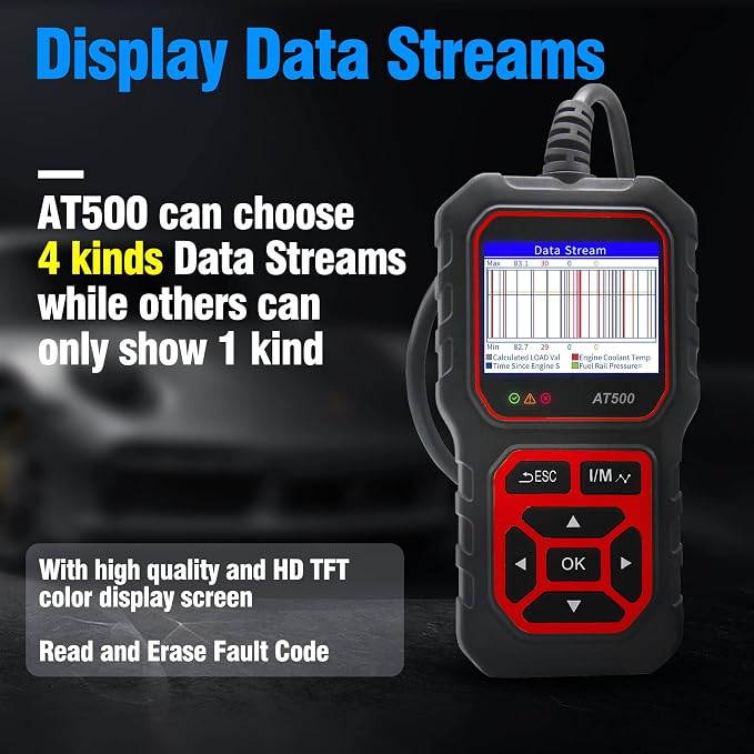 AT500 Car OBD2 Scanner Code Reader Engine Fault Code Reader Professional Diagnostic Tool Check Engine Light Scan Tool for OBD II Protocol Cars Since 1996