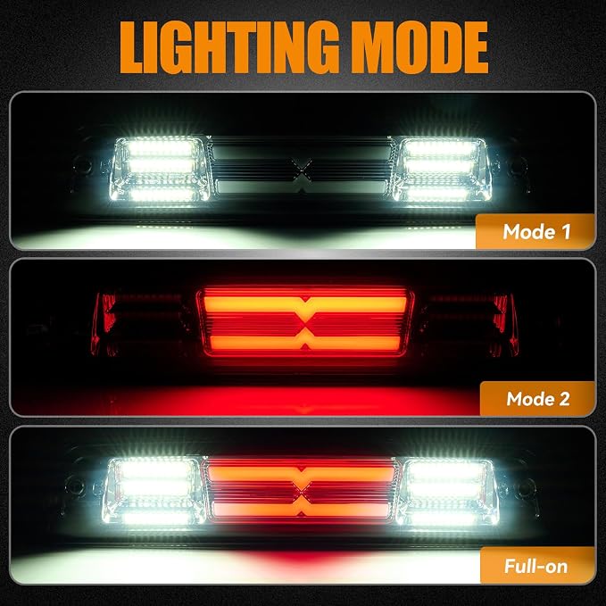 Third 3rd Brake Light LED for 2009-2017 Dodge Ram 1500, High Mount Rear Brake Lights Assembly for 2010-2017 Ram 2500 3500, Waterproof Center Cab Stop Cargo Light