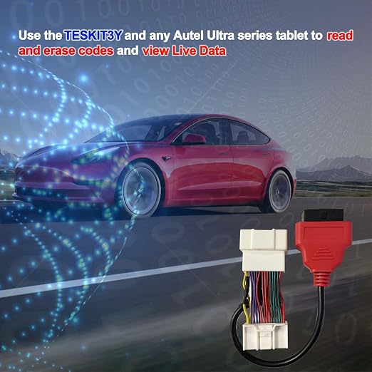Autel TESKIT3Y Compatible Diagnostic Cable Adapter for Tesla Model 3 and Model Y, Read and Erase Codes, View Live Data, Work with Ultra/ MS919/ MS909/ Elite II PRO/UltraEV etc