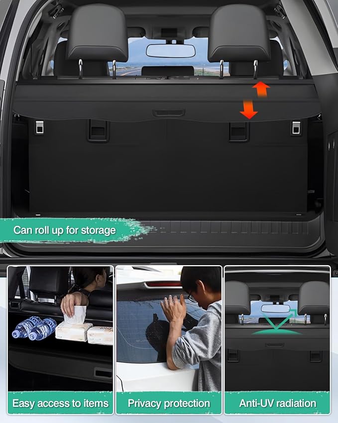 Powerty Retractable Cargo Cover for Lexus GX 460 GX460 2010-2023, Canvas Texture Trunk Cover Privacy Screen Rear Security Shade for GX460 Accessories (with Extented Cover)