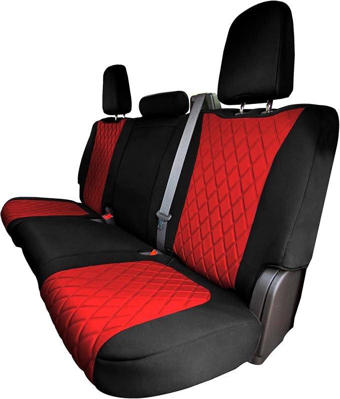 FH Group Custom Fit Car Seat Covers Specifically Made for 2019-2023 GMC Sierra 1500 2500HD 3500HD SLT AT4 Denali - Ultraflex Neoprene Water Resistant Automotive Seat Covers - Rear Set Red