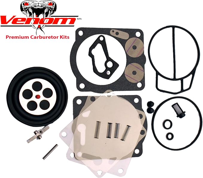 Venom Twin Carb Rebuild Kit w/Needle, Seats & Gaskets/For Sea-Doo (947-951 Engine ONLY), Fits 1998-2002 GSX GTX LRV RX RXX XP/LTD Free Water Separator Fuel Filter & O-Ring